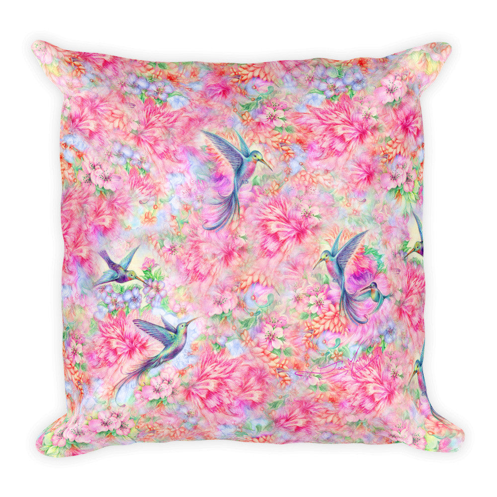 Hummingbird Square Pillow