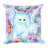 white angel kitty square throw pillow